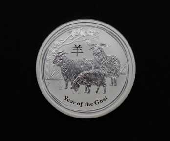 Монета "50 Центов. Китайский гороскоп - год козы", Серебро, 999 Проба, 2015 год, Австралия