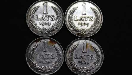 Монеты (4 шт.) "1 Лат", Серебро, 1924 год, Латвия