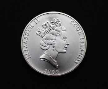 Монета "1 Доллар. Елизавета II", Серебро, 999 Проба, 2009 год, Острова Кука