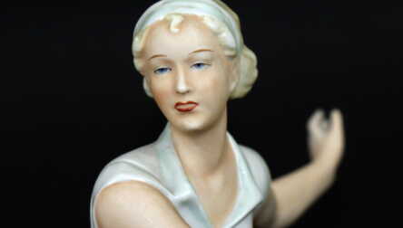 Statuete "Tenisa spēlētāja", Porcelāns, Biskvīts, Schaubach Kunst, Vācija, Augstums: 26 cm
