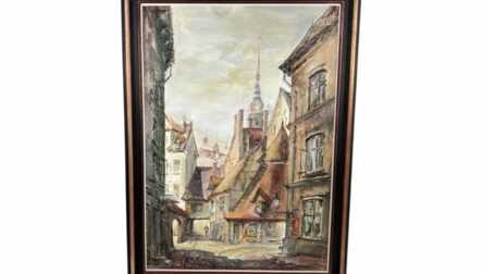 Author - "Rolands Bruno Butans (1944)", "Old Riga"  (Pressed cardboard, Oil) Latvia, 78x58