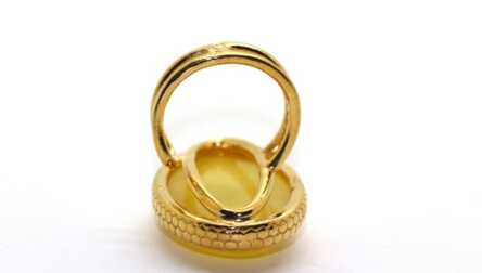 Ring, Gilding, Silver, 925 Hallmark, Amber, Weight: 11.33 Gr.
