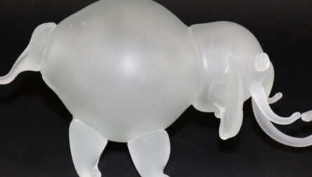 Figurine "Elephant", Frosted glass, Height: 14 cm