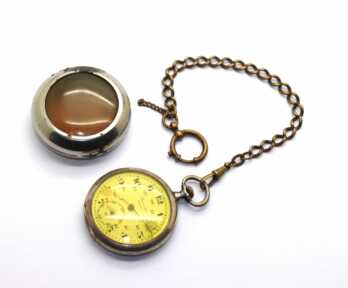 Pocket watch "Perret & Fils Brenets"+ Watch-case, Metal, Silver, 84 Hallmark, Switzerland, In work condition