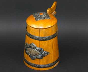 Beer Mug , Silver, 875 Hallmark, Wood, Amber, the 30ies of 20th cent., Latvia, Weight: 472.83 gr