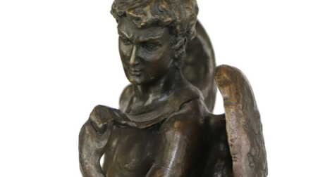Скульптура "Давид с крыльями", Металл, Натуральный камень, Франция, Высота: 38 см, Вес: 4972 Гр.