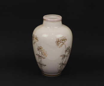 Vase, Hand-painted, Gilding, Pink Porcelain Mass, "Karl Spunde, agr. F. Chertek", M.S. Kuznetsov manufactory, Latvia