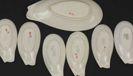 Serving small plates (7 pcs.), Porcelain, Riga porcelain-faience factory, Riga (Latvia)