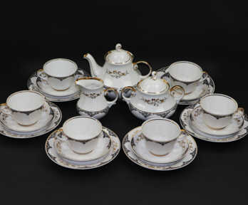 Tea service "Laimdota", Gilding, Porcelain, Riga porcelain factory, Riga (Latvia)