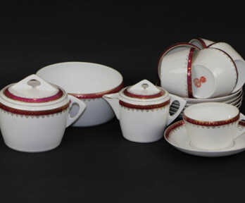 Tējas servīze, Zeltījums, Porcelāns, Porcelāna rūpnīca Gardner, 19. gs. beigas, Krievijas impērija