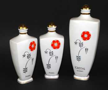 Pudeles "Kristal Dzidrais" un "Starka", Porcelāns, Zelta zīmogs, Rīgas porcelāna un fajansa fabrika, Rīga (Latvija)