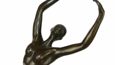 Sculpture "Girl", Bronze, Marble, Author's work, Author's signature, France, Height: 46 cm