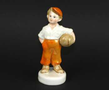 Figurine "The young football player", Porcelain, 1st grade, Riga porcalain factory, Molder - Zina Ulste, (Latvia), USSR