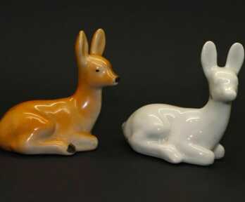 Figurines (2 pcs.), "Roes", Porcelain, Riga porcelain-faience factory, Riga (Latvia)