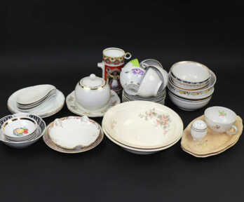 Tableware, M.S. Kuznetsov manufactory, Riga porcelain factory, Riga porcelain-faience 